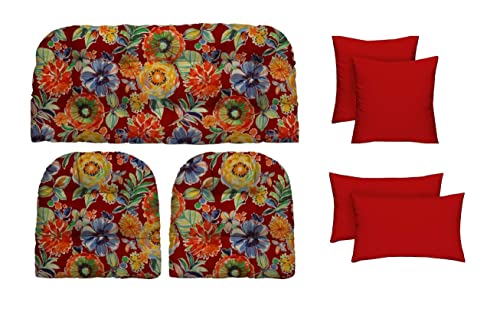 RSH Décor Indoor Outdoor 7 Piece Tufted Wicker Cushion Set (Loveseat 41