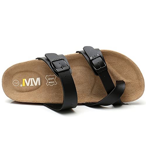 Image of WTW Men's Cork Footbed Sandals Slip on Beach Slide Slipper Shoes with Adjustable Metal Buckle Strap for Men Causal Style