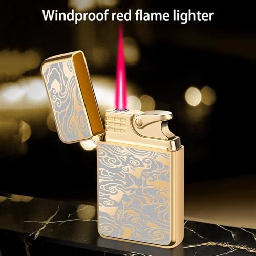 Encendedor recargable de metal con llama ajustable y resistente al viento miniatura 3