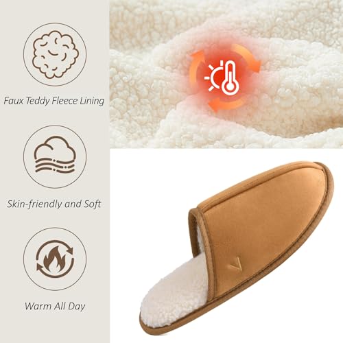 Image of Mens Scuff Slippers Micro Suede Memory Foam Slide Clogs Slip on Indoor Outdoor House Shoes