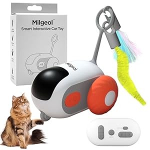Milgeol Turbo Tail 3.0, Teazys Cat Toy Turbo Tail, Smart Remote Control Electric Interactive Cats Toy, Type-C Rechargeable Turbo Tail Mouse Cat Toy with Feathers (1*orange)