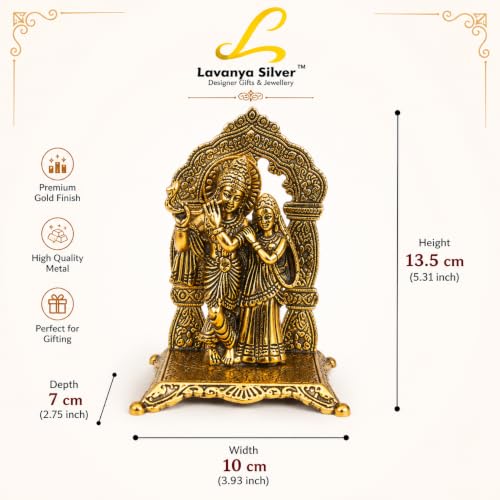 Image of Lavanaya Silver-Gold Plated Radha Krishna God Idol Statue-Showpiece With Velvet Gift Box-For Marriage Anniversary, Wedding, Housewarming, Diwali Gift, 10 cm , 10 cm