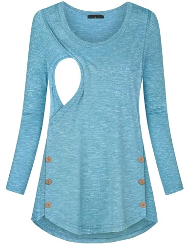 Image of connche Women's Button Side Maternity Tunic Nursing Tops for Breastfeeding