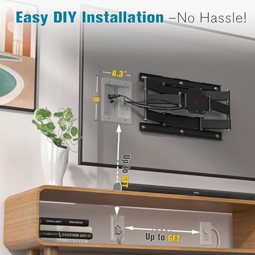 Image of TV Cord Hider for Wall Mounted TV, in-Wall Cable Management Kit, Outlet Box- Dual Outlet Cord Hider with TypeC /USB Power Port & Low Voltage Support, Includes Drywall Saw, Template & Extension Cable