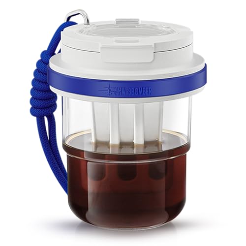 MHW-3BOMBER Cold Brew Coffee Maker Crossbody Portable 18oz - Iced Coffee Mug Tea Brewer Pitcher with Filter - Travel Coffee Tumbler for Gifts Car Offi