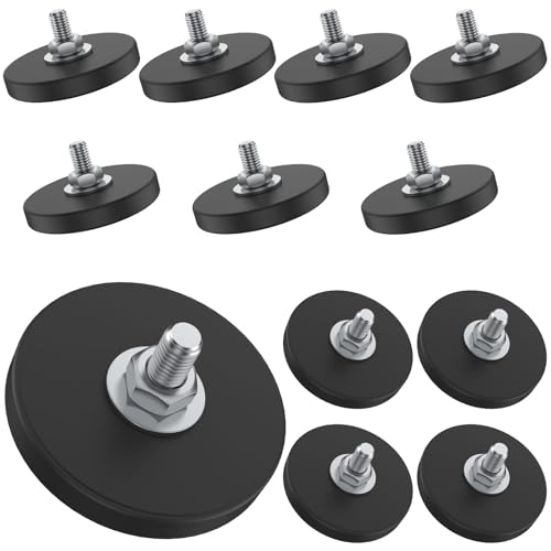 Image of 12 Pack Rubber Coated Magnets M6 Rock Light Magnets 1.69 Inch Mounting Magnet Thread Stud Magnetic Anti-Scratch Strong for Rock Light Bar Camera Cabinet Blackboard Refrigerator (12 Pack)