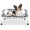 Elevated Raised Outdoor Dog Bed – Cooling Washable Dog Cot with Guardrail, Durable & Breathable Cotton Mesh Pet Hammock Beds with Stainless Steel Pipe Frame for Small Pets (20” x 20” x 12”)