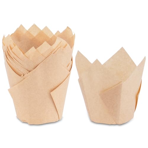 150 PzPirottini per Muffin Carta, Pirottini per Muffin in Carta Tulipano, Pirottini per Cupcake in Cartas, Adatto per Muffins Panifici Catering, Pasticeria Matrimoni Feste Compleanni Party