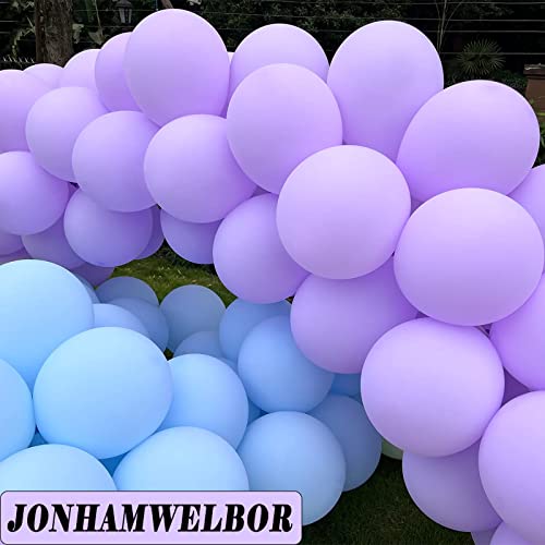 Image of Jonhamwelbor Light Purple Matte Balloons (100 pcs 12 inch) Pastel Purple Macaron Lilac Latex Balloons for Baby Shower Birthday Wedding Party