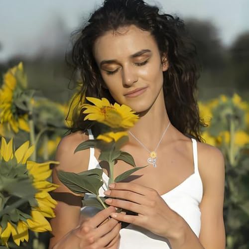 Sunflower Necklaces for Women Anniversary Birthday Gifts for Women Wife Gifts for Her You Are My Sunshine Necklace for Women Her Wedding Christmas Mother3