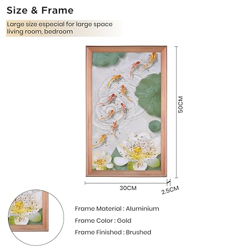 Image of Amazon Brand - Umi Framed Wall Painting, Colourful Fish & Blooming Flower with Crystal Diamonds For Wall Decoration Esthetic Wall Hanging Painting For Living Room Bedroom Housewarming Gift Office - 30x50cm