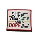 PATCHPARTYCLUB RED Border, She Got Mad Hustle and Dope Soul Iron-on Embroidered Patch, Feminist AF, The Future is Female Patch, Applique for Denim