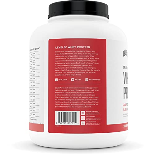 Levels Grass Fed 100% Whey Protein, No Hormones, Strawberry, 5Lb #TOP5