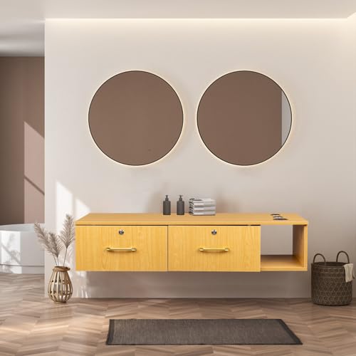 Wall-Mount-Hair-Styling-Station-Salon-Storage-Cabinet-with-1-Lockable-Drawer-3-Hair-Dryer-Holders-Barber-Beauty-Spa-Salon-Equipment-Wood-Color