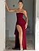 Caintima Women's Backless High Split Strapless Prom Formal Dress, M Burgundy