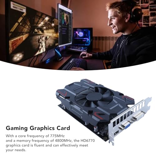 Image of VBESTLIFE HD6770 4GB Graphics Card, DDR5, 128bit, PCI Express 2.0 16X, 775 /4800MHz, 2560x1600, PC Gaming Video Card with HDMI, DVI I and VGA Ports (HD6770 4GB DDR5)