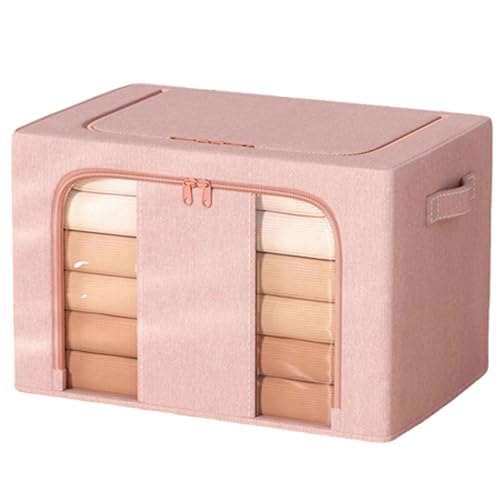 Scatola pieghevole con finestra impilabile per armadio, bidone doppio lato, per vestiti, biancheria da letto, maglioni e articoli stagionali, 60 x 42 x 40 cm