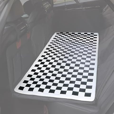 Manificent Non-Slip Dog Mat for Back Seat Extender for Dogs, Non-Slip Bottom for Hard Bottom Backseat Cover in Car, Anti-Slip Pet Blanket Black Plaid Cover