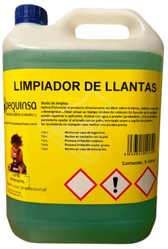 Limpiador de llantas. Rápida acción. Biodegradable. Garrafa 5 Litros.