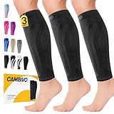 Cambivo 3 Pairs Calf Compression Sleeve for Women and Men,Leg Brace for Running, Cycling, Shin Splint Support for Working out(Black, Large-X-Large)