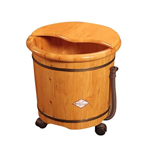 Barril de Madera para Spa de Pies con Rueda y Tapa
