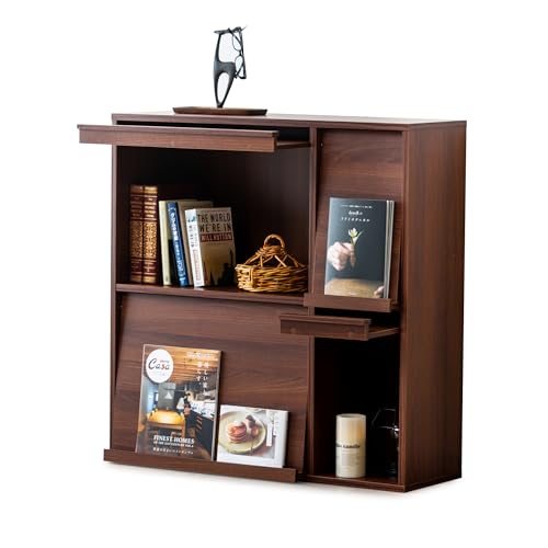 Iris Ohyama, Mueble de Almacenamiento con 4 Puertas Plegables/Armario de Madera/Abatible/Armario, Diseño,Modular, Oficina, Casa Biblioteca - Flap Rack - FR-F4 - Marrón