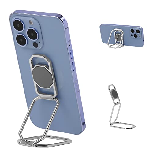 スマホリング 携帯リング リング ホルダー 折りたたみ式 スタンド機能 360°回転 薄型 滑り止め コンパクト耐久性 貼り替え可能 落下防止 粘着テープ式しっかり固定式 バンカーリング 携帯電話 iPhone/Android/switch/kindle/ipadタブレット など各種機器対応（シルバー）