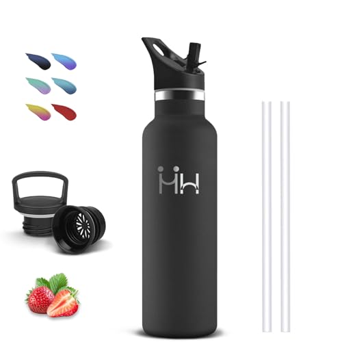 Gourde, 500ml Gourde Isotherme, Anti Fuite, Bouteille Inox, Double Isolation, Gourd Paille, 24h Froid & 12h Chaud, Bouteille Metal, Gourd sans Bpa, Reutilisable, pour Bureau, Voyage, Camping, École