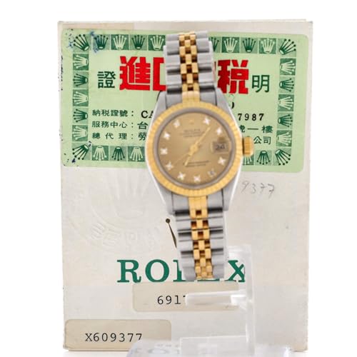 Pre-Loved Oyster Perpetual Datejust Automatic Watch Stainless Steel and Yellow Gold with Diamond Markers 26, Silver2