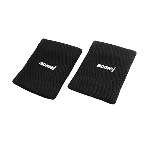 Ruilogod Deportes Banda elástica muñeca manga del abrigo protector de apoyo Par Negro