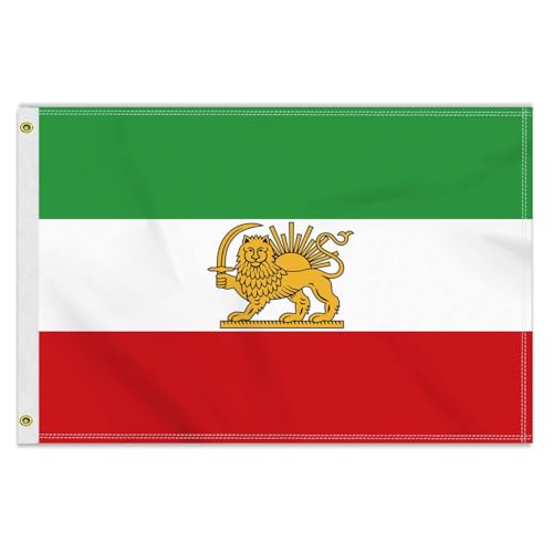 Große 60×90 CM Der alte Iran Flagge, 2×3FT Medium 150D Alte Iraner banner,Strapazierfähige Doube-Seitendruck Dekor Messingösen Medium Old Iran