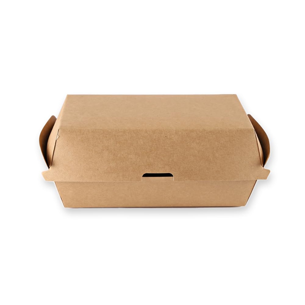 FRANZ MENSCH 300 Stück NATUREStar Bio Sandwich-Boxen Club | Kraftpapier/PLA, Karton, B: 9,1cm, braun, L: 17,7cm, H: 8,5cm, Kraftpapierbox, Snackbox, Einmalbehälter