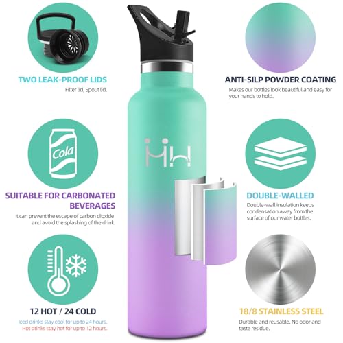 HoneyHolly Trinkflasche 1L, BPA-Frei, Trinkflasche Edelstahl, Thermosflasche, Auslaufsichere Isolierflasche Doppelwandig, Wasserflasche… – Ansicht 2