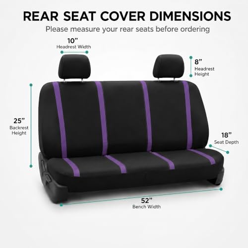 Image of FH Group Car Seat Covers Rear Set Cloth - Car Seat Covers with Removable Headrest,Universal Fit,Automotive SeatCovers,Washable Car SeatCover for SUV,Sedan,Van Purple