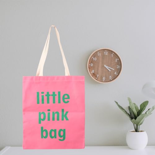 Bolsa Tote Rosa Divertida y Verde para Compras miniatura 2
