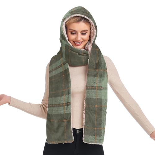 Bonnet d'hiver 3 en 1 pour femme écharpe et gants intégrés marron et vert