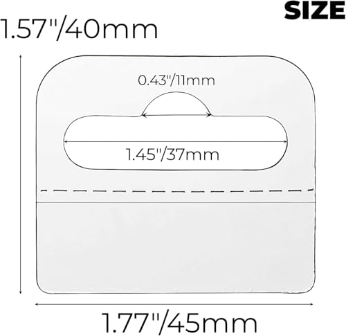 Image of Hiceeden 800 Pcs Clear Slot Hole Hanging Tabs, 1-8 /10 inch x1-3 /5 inch Plastic Self Adhesive Hanging Tags, Heavy Duty Sticky Hang Tabs Hanger for Retail Store Display