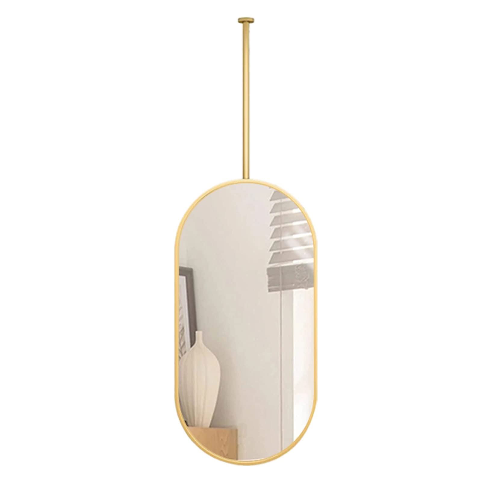Miroir de courtoisie flottant or avec perche rigide au design contemporain