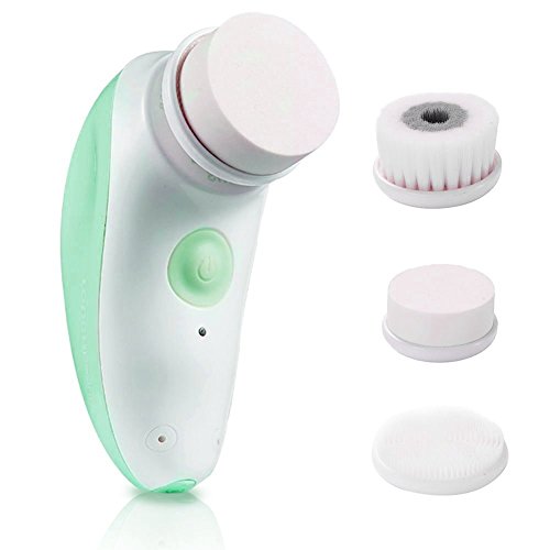 Electric Facial Cleaning Brush IPX6 Waterproof Rechargeable Face Brush 360 Degree Deep Cleaning System with 3 Brush Heads and Portable Storage Case