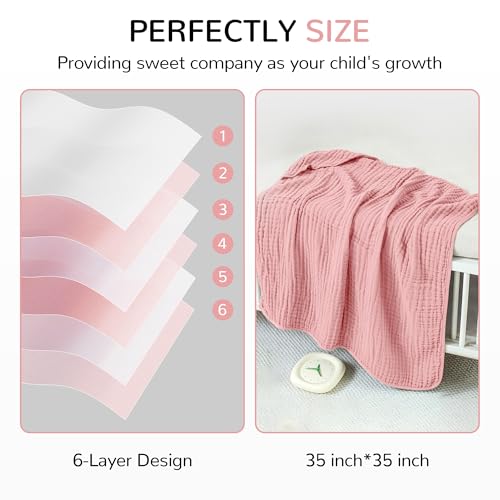 Image of Momsnug 3-Pack Muslin Hooded Baby Towels, Rose+Grey+Apricot, 35 inch X 35 inch | 100% Cotton, Ultra-Soft & Highly Absorbent ,Quick-Dry for Delicate Skin, For Babies, Toddler and Newborn