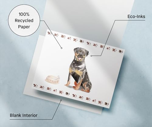 Image of Twigs Paper Rottweiler Thank You Cards, 12 Dog Stationery Note Cards