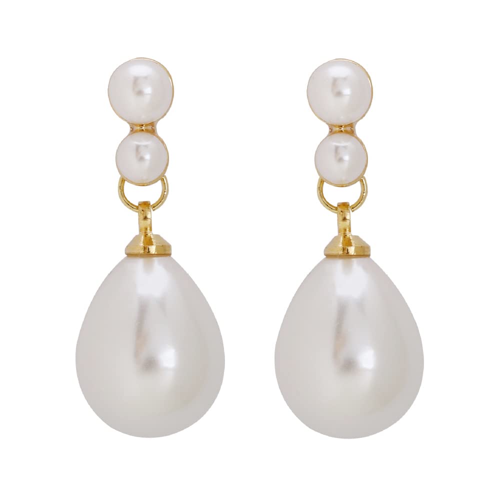 TONLUYAXPearl Clip on Earrings for Women Drop Clip Earrings for Women Gold Plated White Imitation Pearl Earrings Fashion