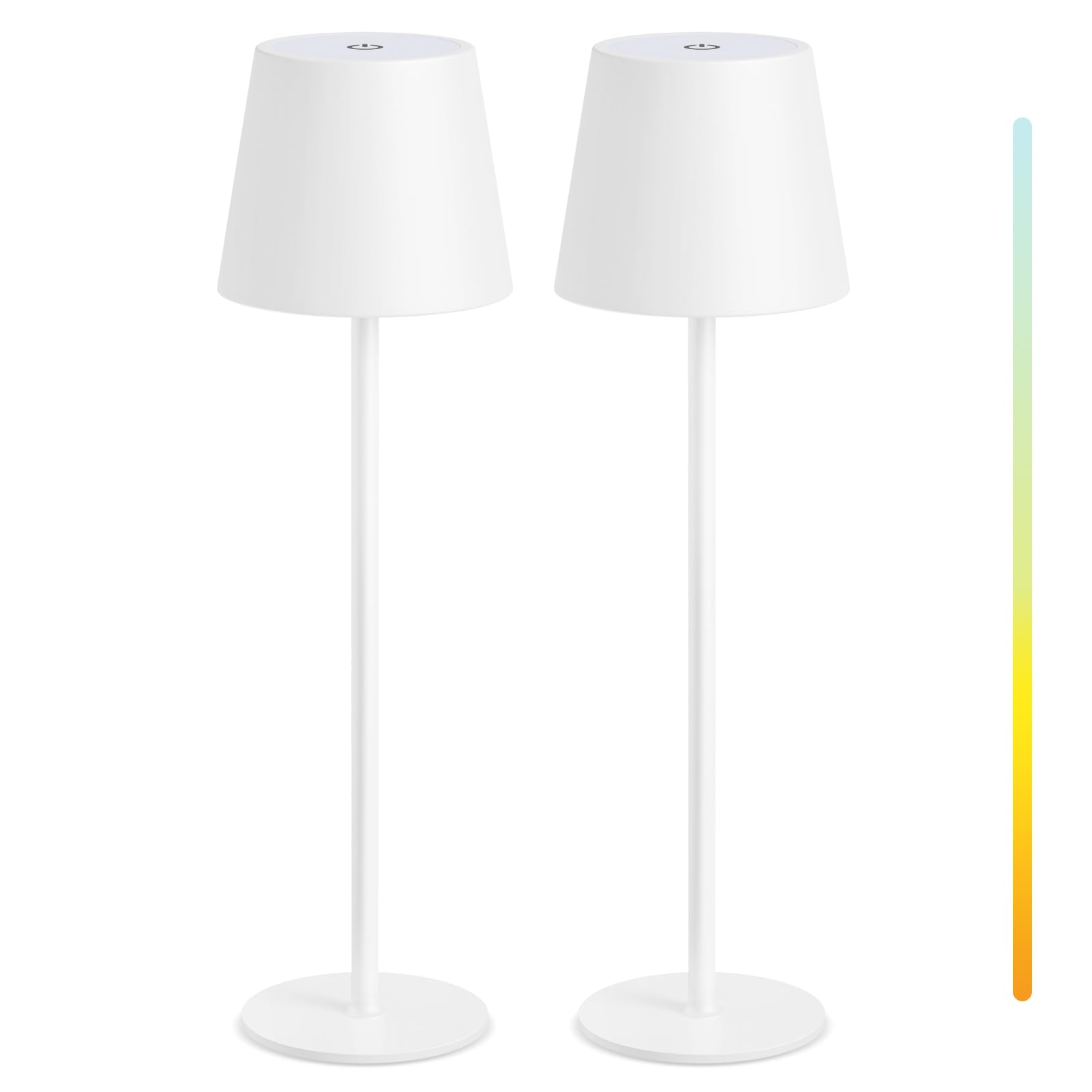 MALUX LED Tischlampe Kabellos 2 Stück Touch Dimmbare 2700K-4000K Metall IP44 Wasserdicht, USB-C Aufladung, 8-15h Akkulaufzeit Tischleuchte für Garten Esstisch Schlafzimmer Balkon Hotel (Weiß)