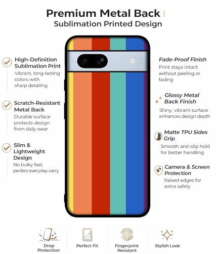 Image of Rainbow Colors Design Premium 2D Printed Metal Back Case Cover for Google Pixel 7A 5G