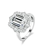 Skcess 9K Weißgold Eheringe, Ring Damen 10X8mm Moissanit Weiß 4ct Moissanit Größe 63 (20.1)