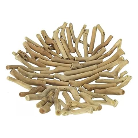 Driftwood Bowl Beach Cottage Decorative Display Bowl - Coral Reef Bowls, Driftwood Bowls, and Pottery for a Seaside Nautical Tablescape Round (Driftwood) Cover