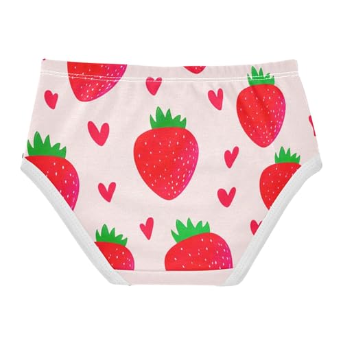 Toddlers Underwear Floral 2t Cotton Little Girl Panties Fun Print Briefs Undies Kids Red Strawberries Hearts Pink2