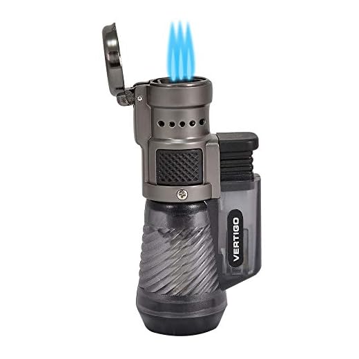 Vertigo by Lotus Cyclone Triple Torch Cigar Lighter Charcoal 2 Pack