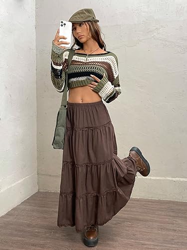 Milumia Women's Striped Long Sleeve Crop Sweater Boat Neck Drop Shoulder Loose Knit Pullover Tops3