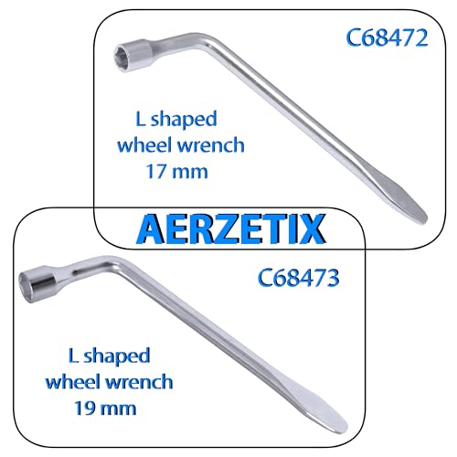 AERZERIX - C68473 - Radmutternschlüssel 19 mm ’’L’’ 295x95x28 mm 6-Kant mit flachem Schraubendrehergriff - aus Cr-V-Stahl